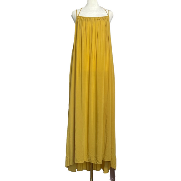 NWT Nap Oversized Strappy Dress One Size Mustard Yellow Flowy Adjustable Strap
